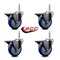 Service Caster 4 Inch Blue Polyurethane Wheel Swivel 58 Inch Threaded Stem Caster Set with Brake SCC SCC-TS20S414-PPUB-BLUE-PLB-58212-4 - alternate 3
